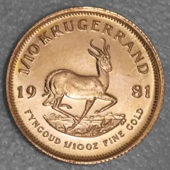Goldmünze 1/10oz "Krügerrand" 1981 (Südafrika) Direkt Vom Hersteller