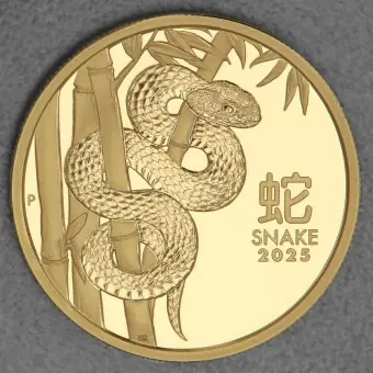 Weltweiter Versand Goldmünze 1oz "Schlange" 2025 (PP) Lunar III – Year of the Snake (Australien)