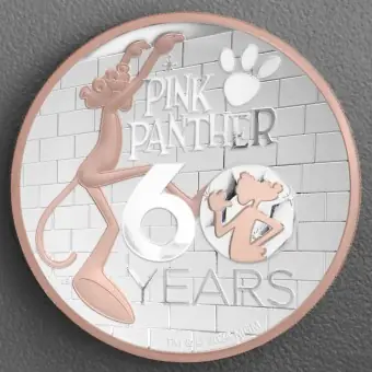 Silbermünze 5oz "Pink Panther" 2024 (PP/HR/rosévergoldet) 60th Anniversary (Tuvalu) Nur Für Kurze Zeit