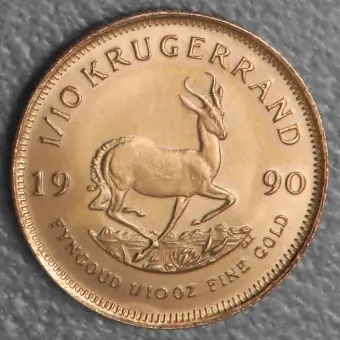 Goldmünze 1/10oz "Krügerrand" 1990 (Südafrika) Markenprodukt