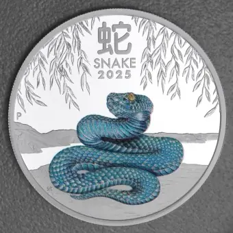 Günstig Silbermünze 1oz "Schlange" 2025 (PP/koloriert) Lunar III – Year of the Snake (Australien)