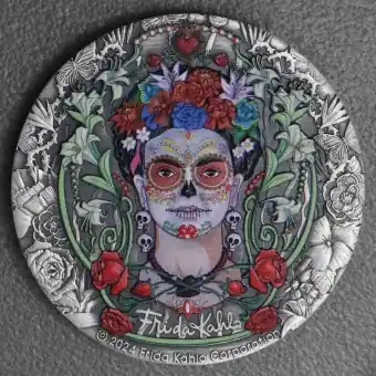 Preiswert Silbermünze 2oz "Frida Kahlo" 2024 (AF/koloriert) (Tuvalu)