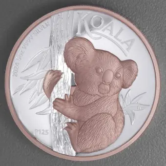 Silbermünze 5oz "Koala" 2024 (PP/HR/vergoldet) (Australien) Ab Werk