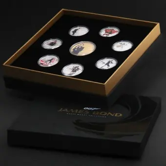 Silbermünzen 1oz +7 x 1/2oz "Roger Moore" 2024 (PP/kol./verg.) Set – 8-teilig James Bond (Tuvalu) Zertifiziert