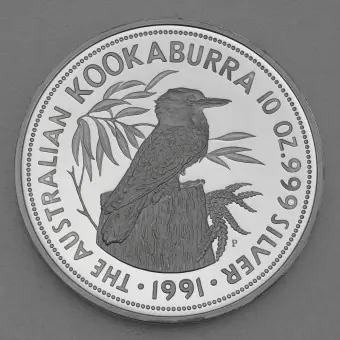 Handgefertigt Silbermünze 10oz "Kookaburra" 1991 (PP) (Australien)