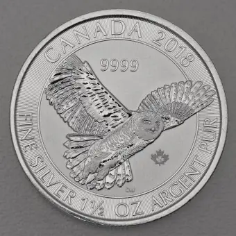 Gratis Versand Silbermünze 1,5oz "Canadian Snowy Owl" 2018 (Kanada)