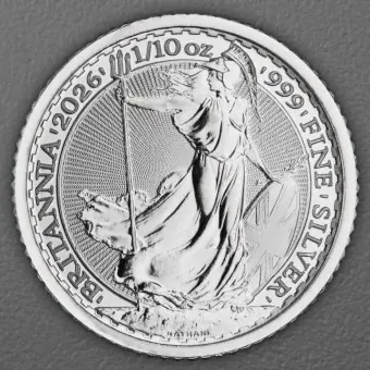 Silbermünze 1/10oz "Britannia" aktueller Jahrgang (Großbritannien) Direkt Vom Hersteller