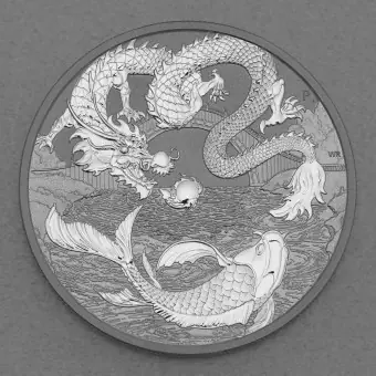 Silbermünze 1oz "Dragon & Koi" 2023 Chinese Myths & Legends (Australien) Highlight
