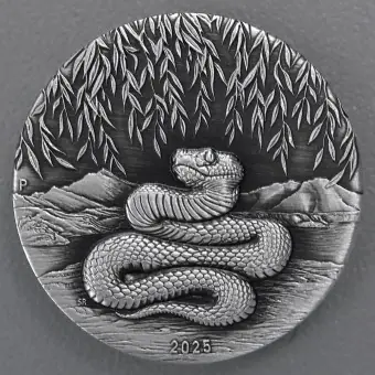 Silbermünze 2oz "Schlange" 2025 (AF) Lunar III – Year of the Snake (Australien) Letzte Chance