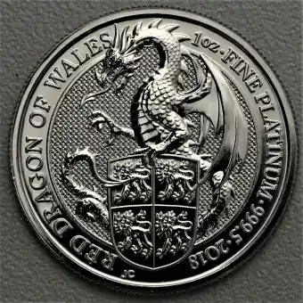 Heute Kaufen Platinmünze 1oz "Red Dragon of Wales" 2018 The Queen's Beasts diff. (Großbritannien)