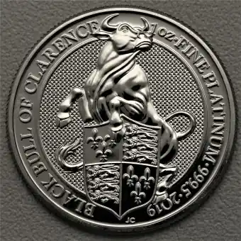 Sonderaktion Platinmünze 1oz "Black Bull of Clarence" 2019 The Queen's Beasts diff. (Großbritannien)