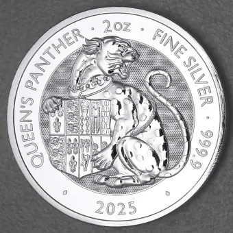 Silbermünze 2oz "Queen’s Panther" 2025 Royal Tudor Beasts (Großbritannien) Neue Kollektion