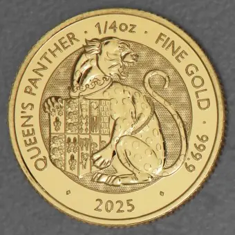 Hochwertig Goldmünze 1/4oz "Queen’s Panther" 2025 Royal Tudor Beasts (Großbritannien)