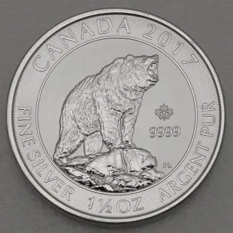 Silbermünze 1,5oz "Canadian Grizzly" 2017 (Kanada) Garantierte Lieferung