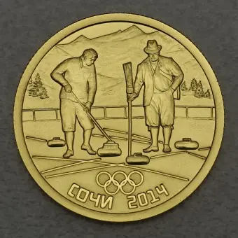Sale Goldmünze 50 Rubel "Curling" 2014 Olympia Sotchi (Russland)