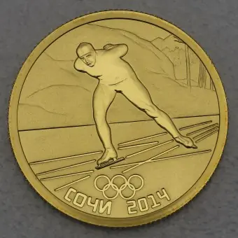 Abverkauf Goldmünze 50 Rubel "Schlittschuhlaufen" 2014 Olympia Sotchi (Russland)