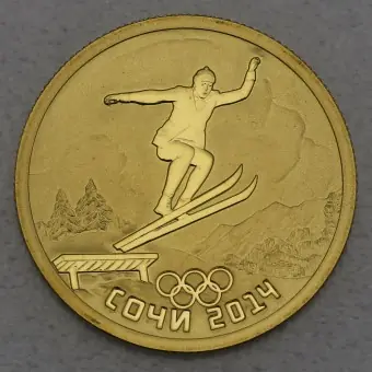Goldmünze 50 Rubel "Skispringen" 2014 Olympia Sotchi (Russland) Direktkauf