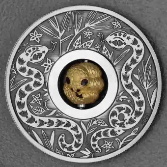 Silbermünze 1oz "Schlange" 2025 (AF) Rotating Charm – Year of the Snake (Tuvalu) Zertifiziert