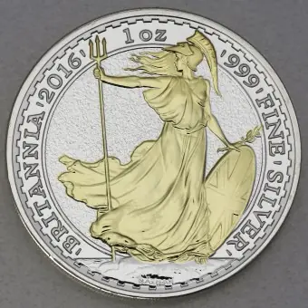 Kostenloser Versand Silbermünze 1oz "Britannia" 2016 (vergoldet) (Großbritannien)