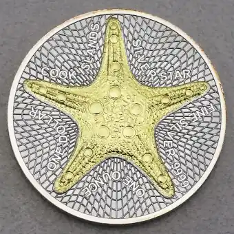 Silbermünze 1oz "Silver Star" 2021 (vergoldet) (Cook Islands) Handgefertigt