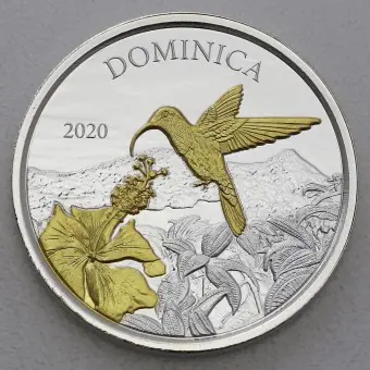 Silbermünze 1oz "Hummingbird" 2020 (vergoldet) Eastern Caribbean 8 (Dominica) Schnäppchen