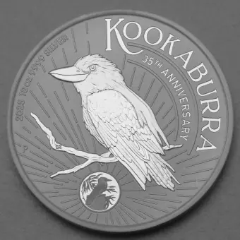 Neue Kollektion Silbermünze 10oz "Kookaburra" 2025 35th Anniversary (Australien)