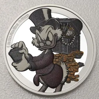 Exklusiv Silbermünze 1oz "Dagobert Duck 75. Jubiläum" 2022 diff. (koloriert) Disney (Niue)