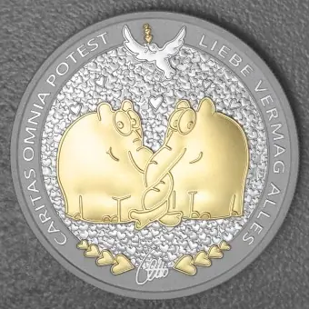 Jetzt Bestellen Silbermünze 1oz "Caritas Omnia Potest" 2025 (vergoldet) Ottifanten – Rüsselfanten 19% (Tuvalu)