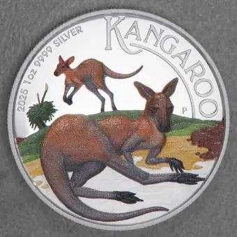 Expressversand Silbermünze 1oz "Känguru" 2025 (PP/HR/koloriert) (Australien)