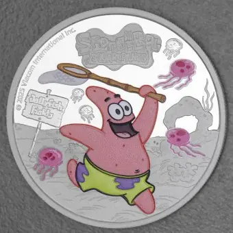 Markenware Silbermünze 1oz "Patrick Star" 2025 (PP/koloriert) Spongebob Schwammkopf (Tuvalu)