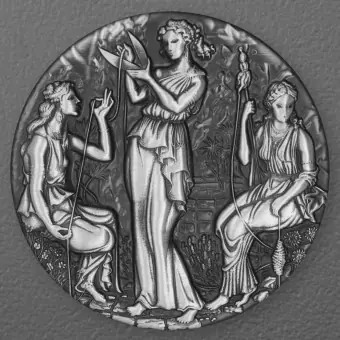 Handgefertigt Silbermünze 2oz "Fate – The Moirai" 2025 (AF/HR) (Tuvalu)