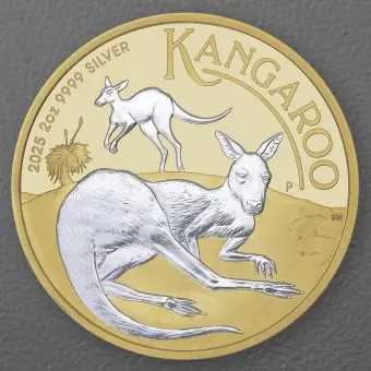 Großhandel Silbermünze 2oz "Känguru" 2025 (PP/vergoldet) (Australien)