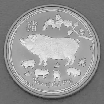 Bestseller Silbermünze 1/2oz "Schwein" 2019 Lunar II – Year of the Pig (Australien)