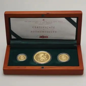 Top-Angebot Goldmünzen 1oz + 1/4oz + 1/10oz "Drache" 2000 (PP) Set – 3-teilig Lunar I (Australien)
