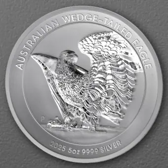 Neue Kollektion Silbermünze 5oz "Wedge-tailed Eagle" 2025 (Reverse PP/UHR) (Australien)