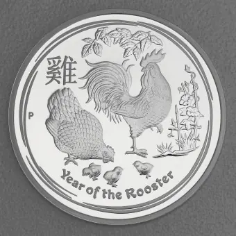 Billig Silbermünze 1oz "Hahn" 2017 (PP) Lunar II – Year of the Rooster (Australien)