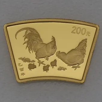 Goldmünze 1/2oz "Hahn" 2005 Lunar - Fächerform (China) Neue Ware