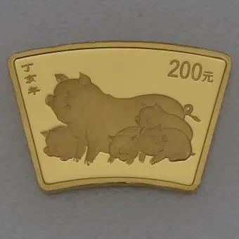 Goldmünze 1/2oz "Schwein" 2007 Lunar - Fächerform (China) Saisonangebot