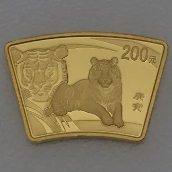 Nur Für Kurze Zeit Goldmünze 1/2oz "Tiger" 2010 Lunar - Fächerform (China)