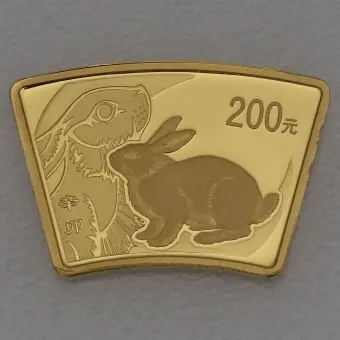 Kostenloser Versand Goldmünze 1/2oz "Hase" 2011 Lunar - Fächerform (China)