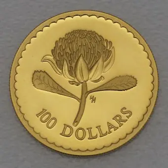 Goldmünze 100 Dollars "Waratah NSW" 1995 Floral Emblems (Australien) Kostenloser Versand