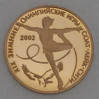 Sichere Zahlung Goldmünze 50 Rubel "Eiskunstläuferin" 2002 Olympische Spiele Salt Lake City (Russland)