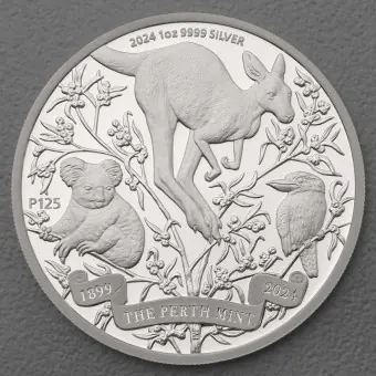 Silbermünze 1oz "125th Anniversary" 2024 (PP) The Perth Mint diff. (Australien) Zertifiziert