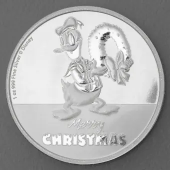 Online Kaufen Silbermünze 1oz "Donald Duck" 2022 Disney – Merry Christmas diff. (Niue)