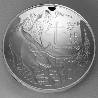 Geprüft Silbermünze 1oz "Jahr des Ochsen" 2021 PP/gewölbt Lunar – Royal Australian Mint (Australien)