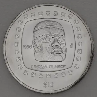 Top-Qualität Silbermünze 5oz "Steinkopf" 1996 Präkolumbische Kulturen – Olmeken (Mexiko)