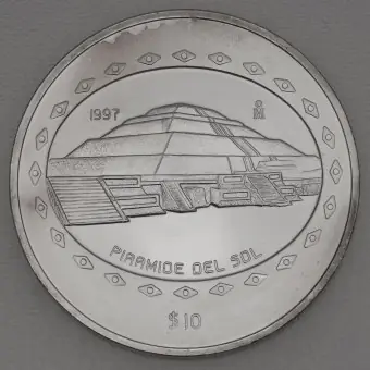 Billig Silbermünze 5oz "Sonnenpyramide" 1997 Präkolumbische Kulturen – Teotihuacan (Mexiko)