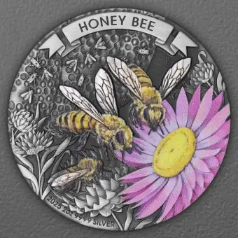 Silbermünze 2oz "Honey Bee" 2025 (AF/koloriert) (Australien) Super-Preis