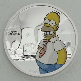 Silbermünze 1/2oz "Homer Simpson" 2020 (koloriert) The Simpsons (Tuvalu) Gratis Versand