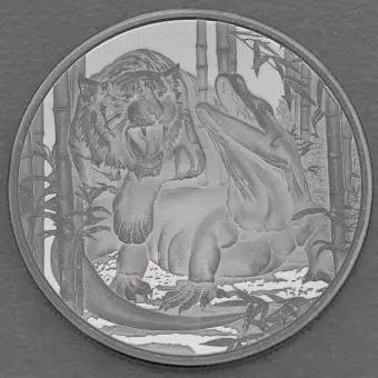 Silbermünze 1oz "Komodo Dragon vs Tiger" 2022 Apex Predators (Niue) Schnäppchen